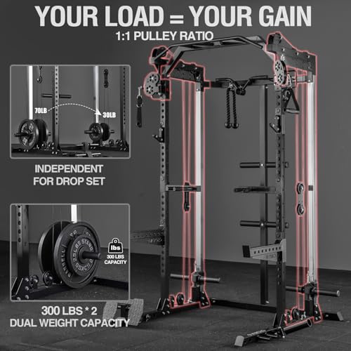 2000LB Power Cage with Dual Pulley System S613