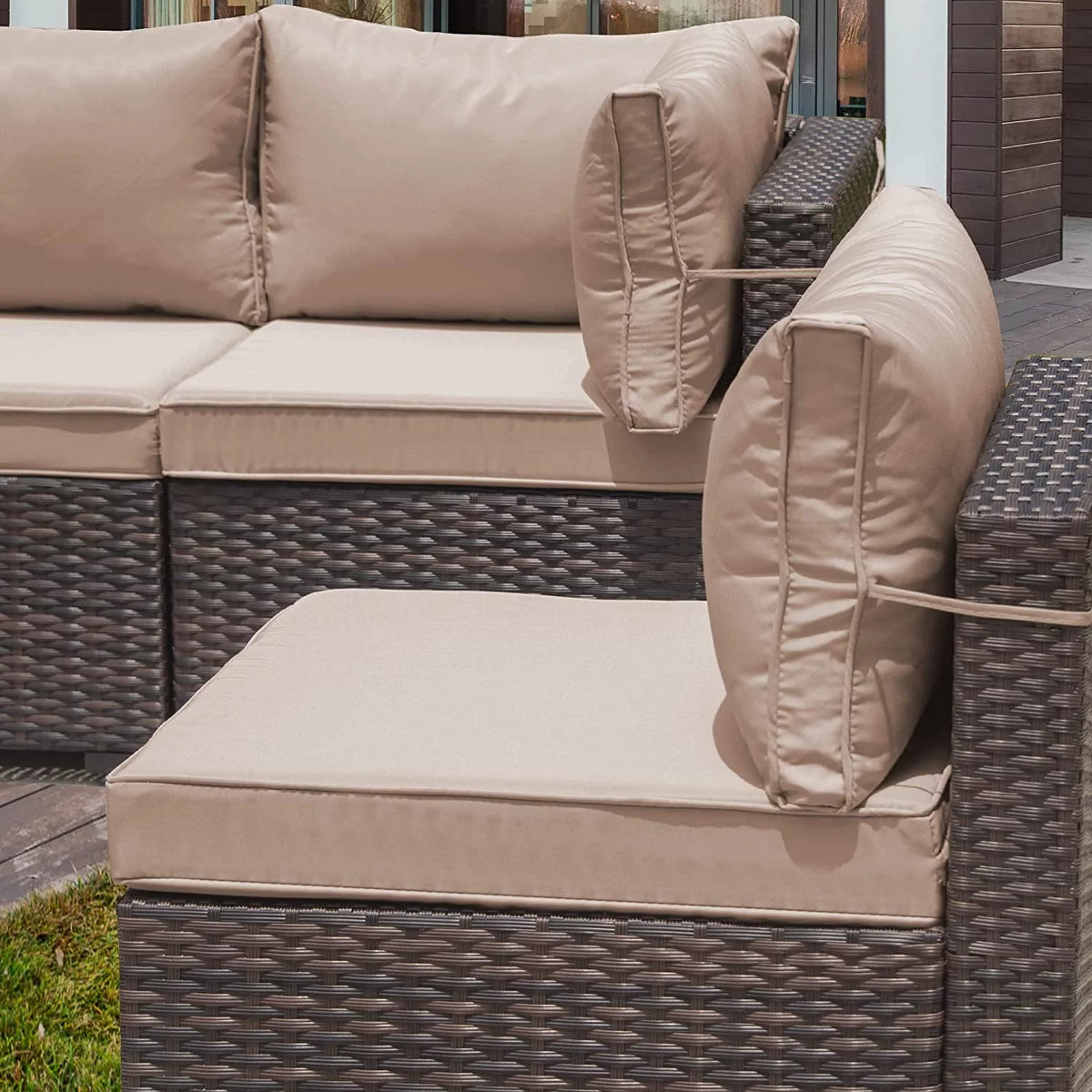 14 Pieces All Weather PE Wicker Patio Sectional Sofa Set with Coffee Table Y894
