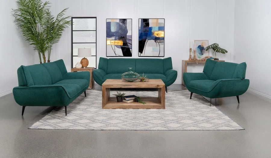 Teal Blue Black Fabric Metal Sofa Set Z524347