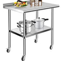 36" x 24" NSF Stainless Steel Work Table with Backsplash U1999