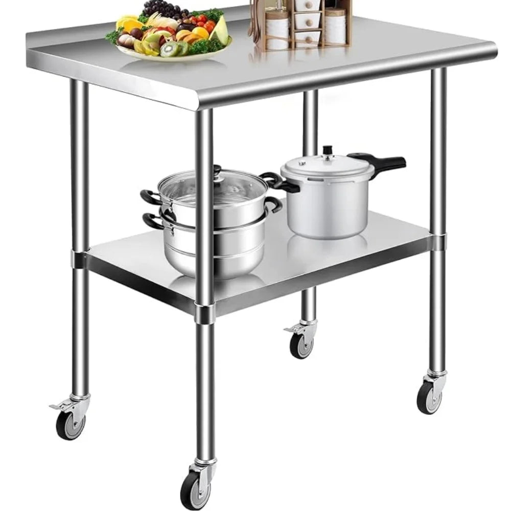 36" x 24" NSF Stainless Steel Work Table with Backsplash U1999