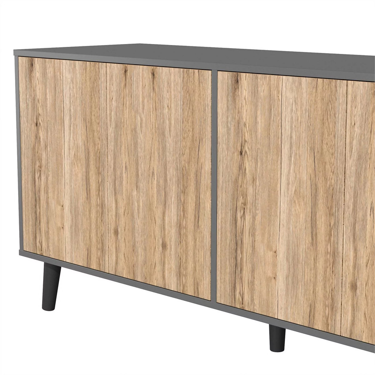Dark Gray Natural Storage Sideboard Buffet Cabinet I55969