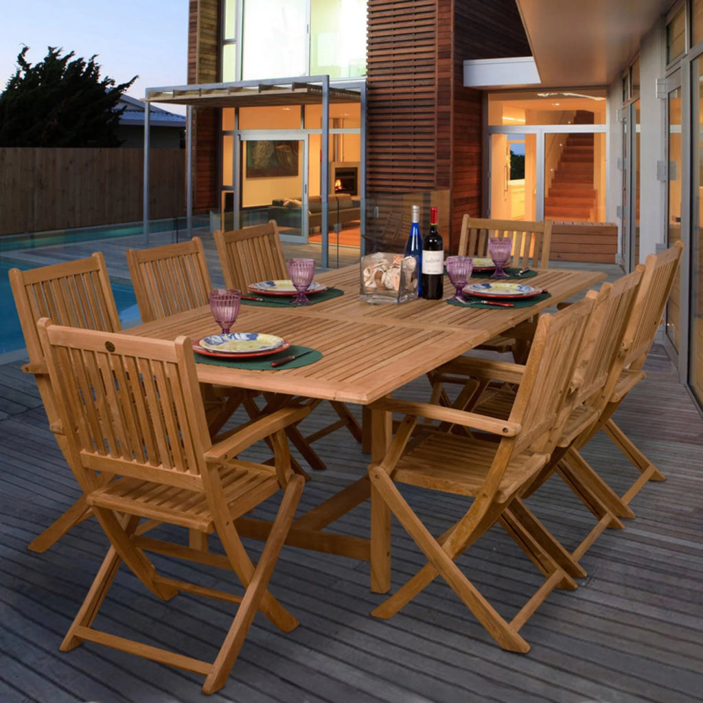 9 Piece Wood Patio Dining Set J470