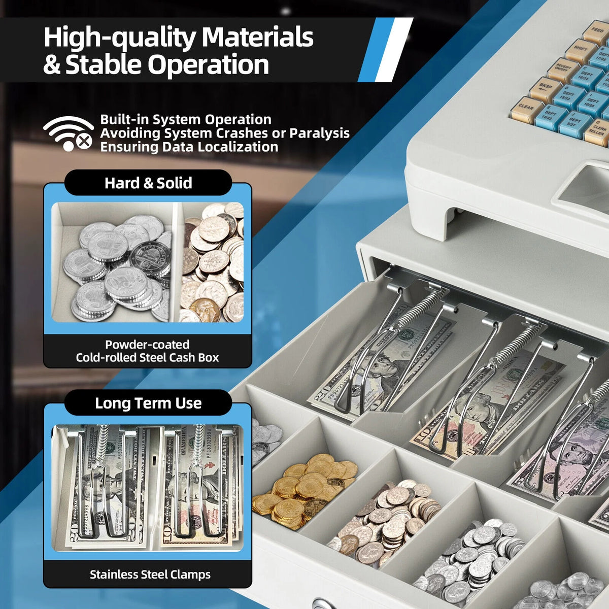 48-Key Cash Register POS System with Drawer U961076