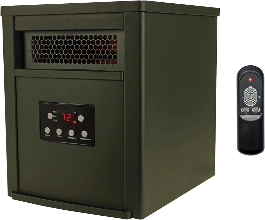 1500W Portable Electric Infrared Quartz Space Heater with Remote Control Black 2 Pack D24776