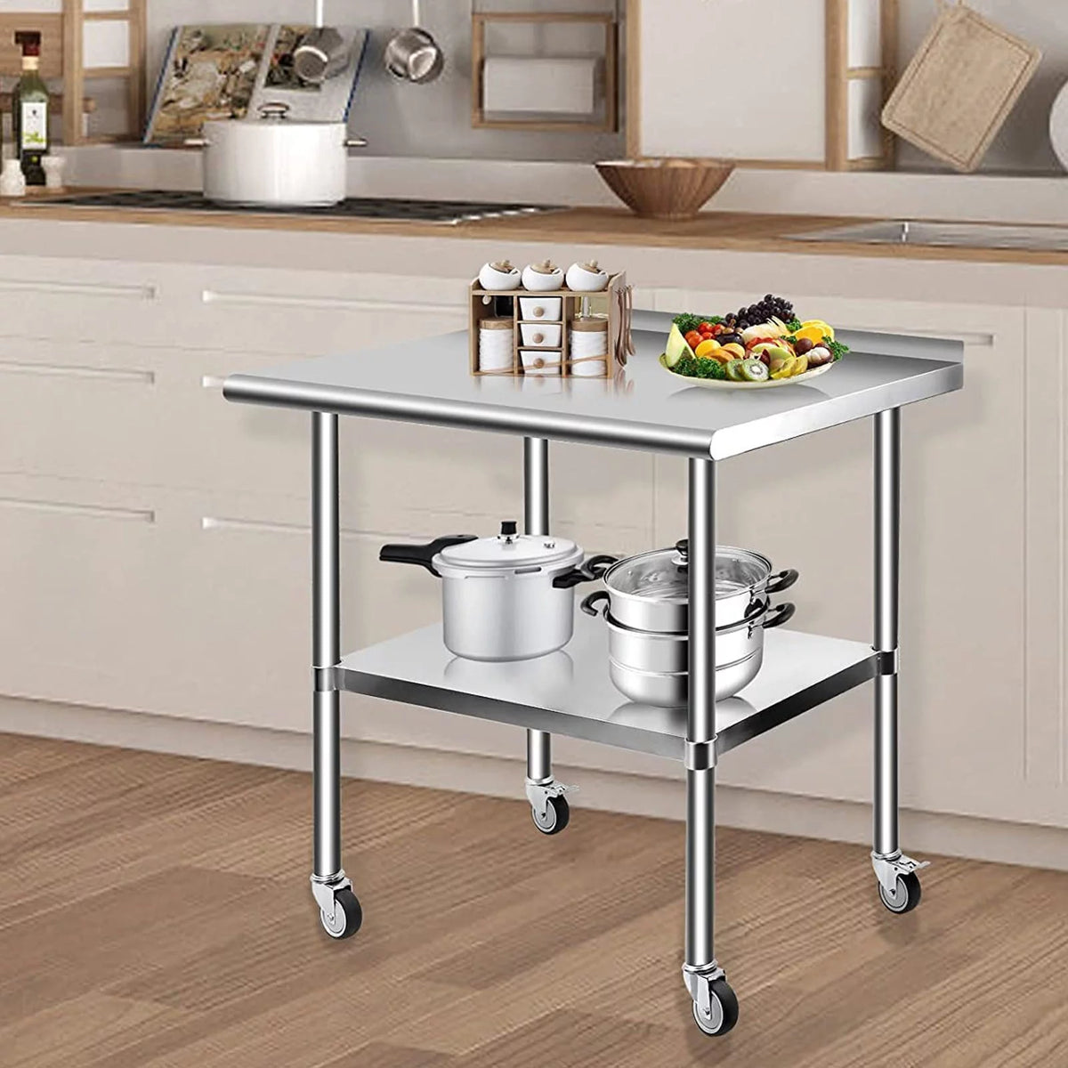 36" x 24" NSF Stainless Steel Work Table with Backsplash U1999