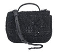 Black Beaded Tweed Mini Top Handle Crossbody Bag S8917