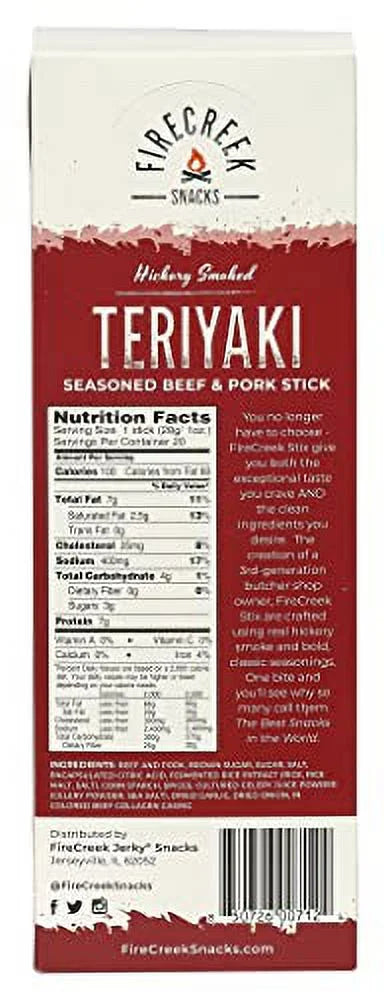 Teriyaki Hickory Smoked Beef Jerky Meat Stick, 20 B8242