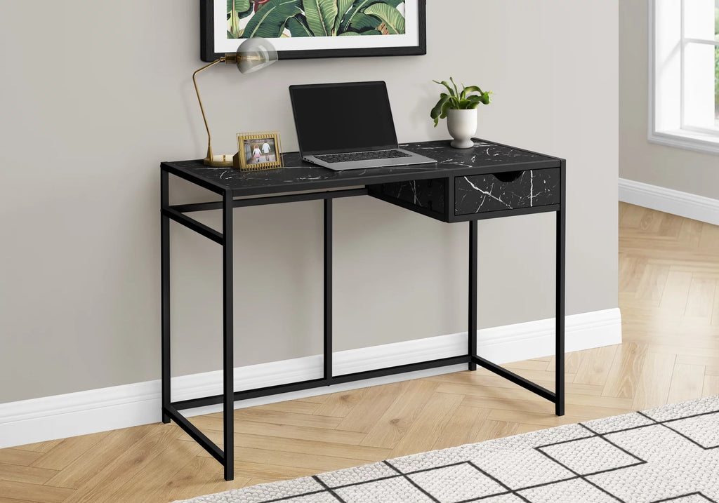 Black Marble Look Laminate Computer Desk D22465