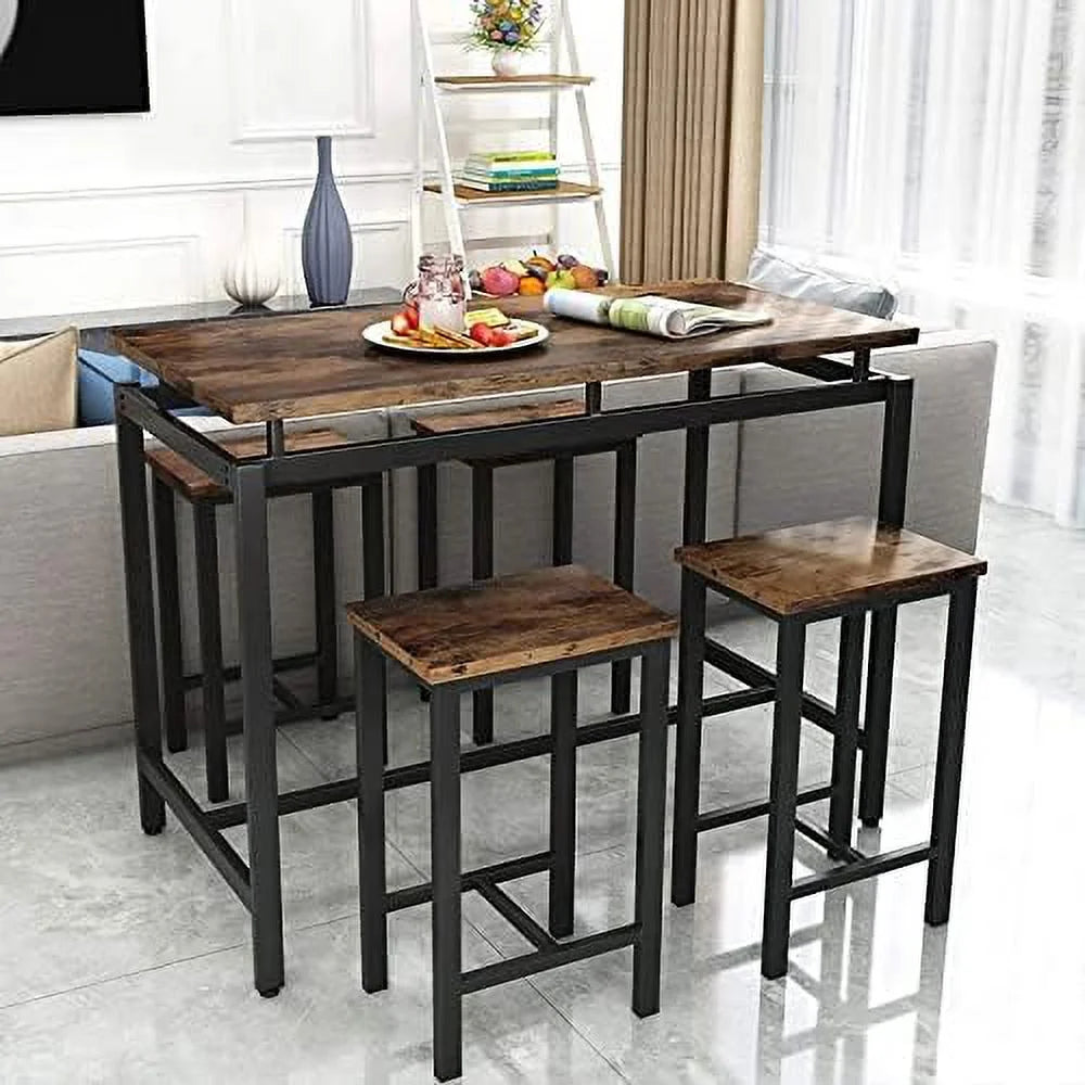 Black 5 Pieces Counter Height Table and Chairs Set C19527