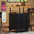 3-Tier Liquor Bar Table with Wine Glasses Holder and Storage Shelves J80750
