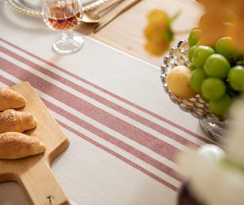 Christmas Table Runner 13 x 72 Inch Red and Beige Stripe Q940538