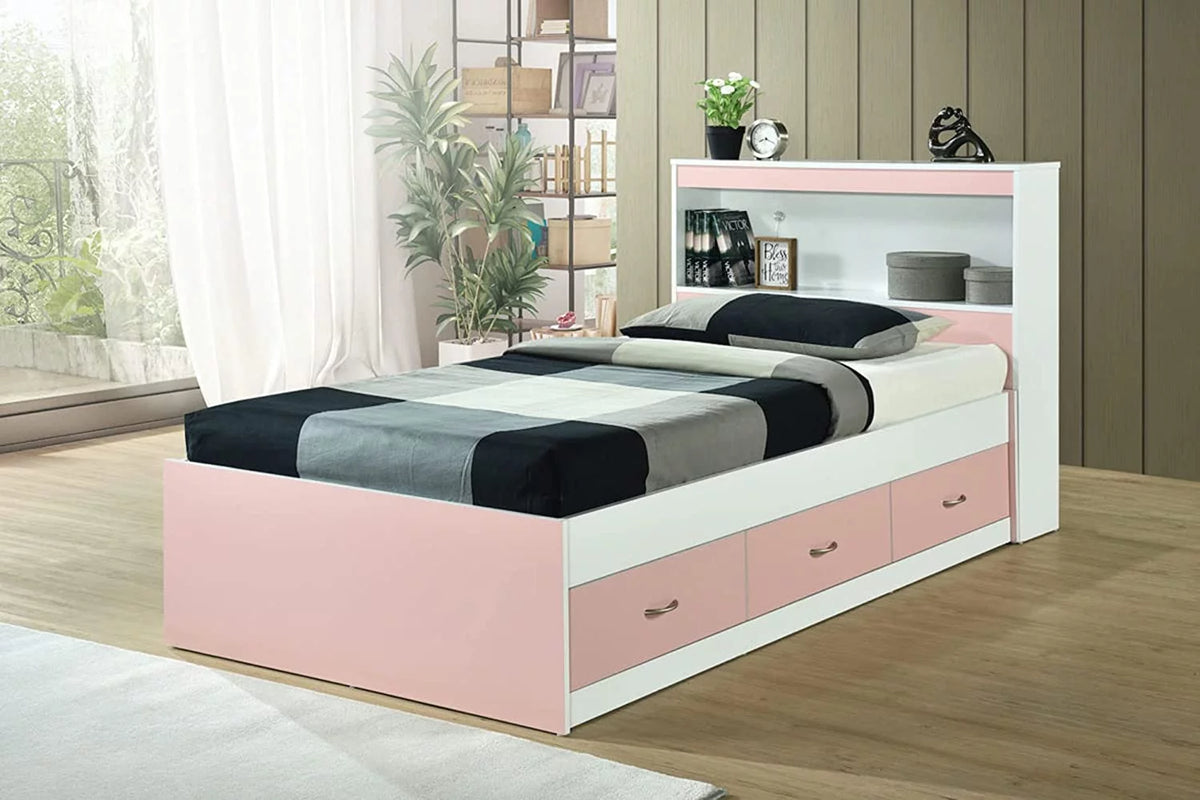 Twin-Size Captain Bed with 3-Drawers and Headboard in Mahogany F287086