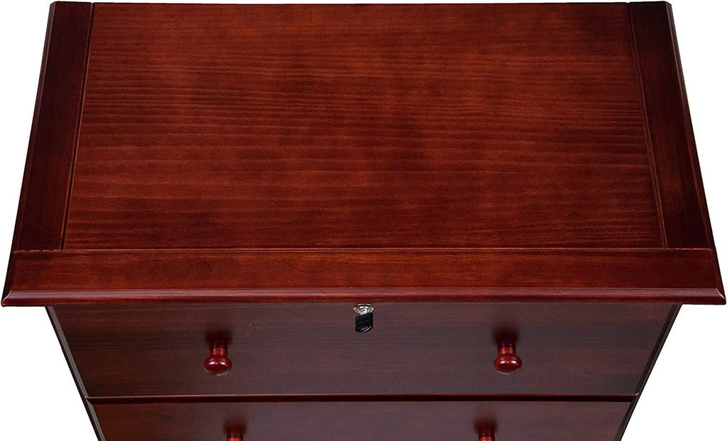 100% Solid Wood 5 Drawer Chest with Lock Honey Pine F398939