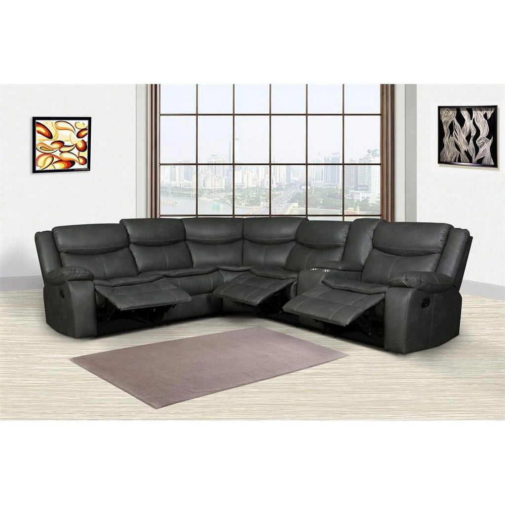 Gray Faux Leather Reclining Sectional P791