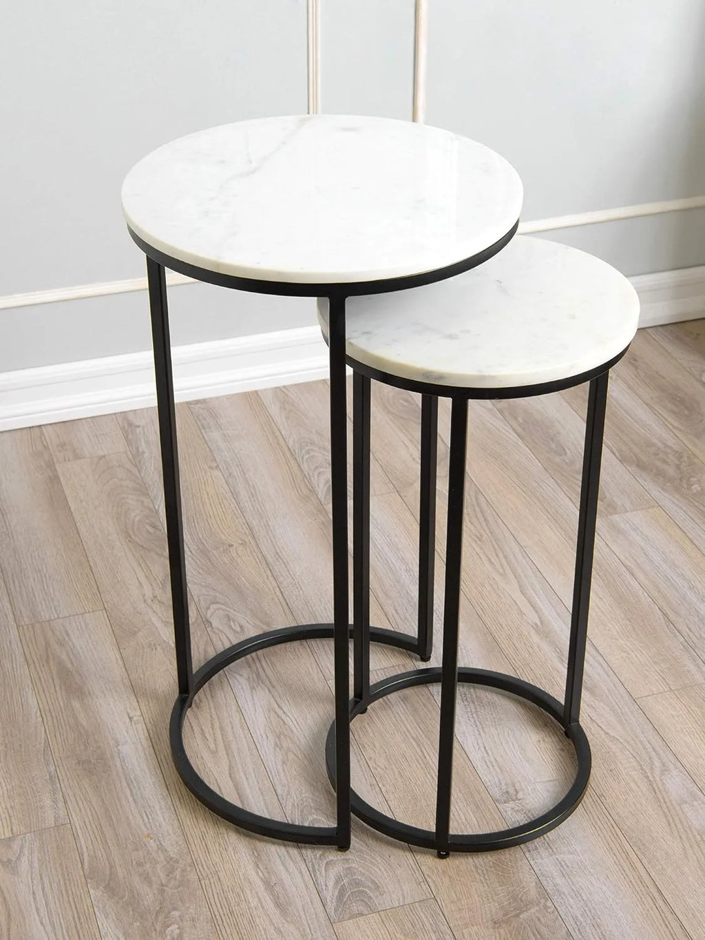 White Black Marble Nesting Tables R36074