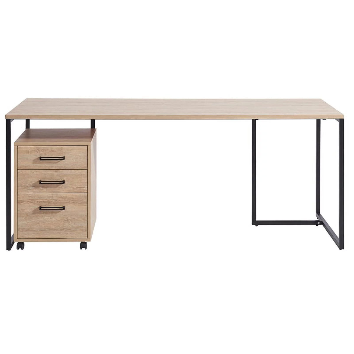 72" Industrial Computer Desk with Filing Cabinet I8245