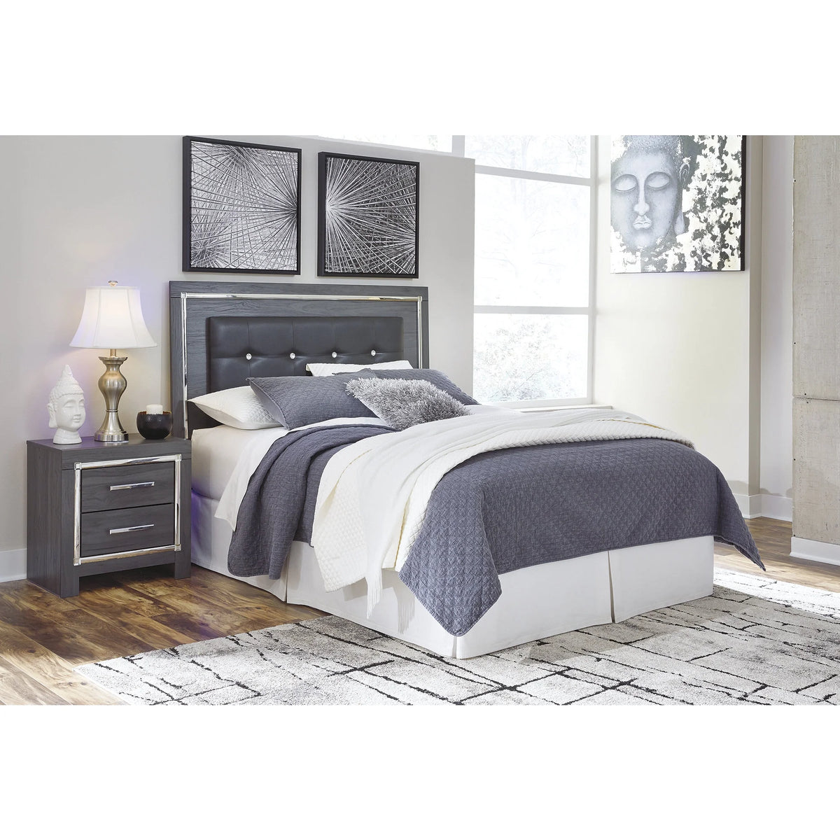 Queen Upholstered Panel Headboard Gray Z276