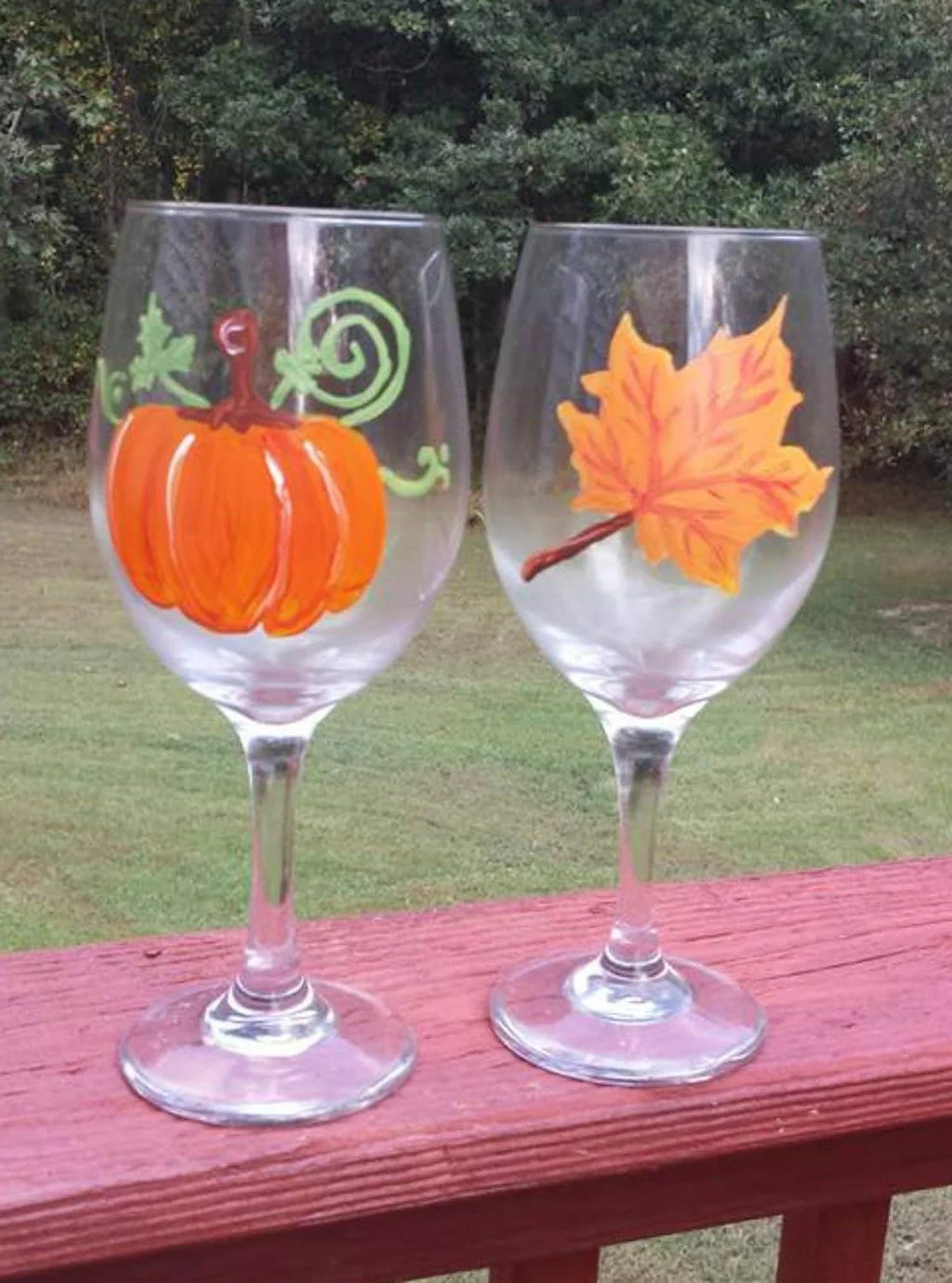 Hand Painted Wine Glasses Set Of 2 J389801