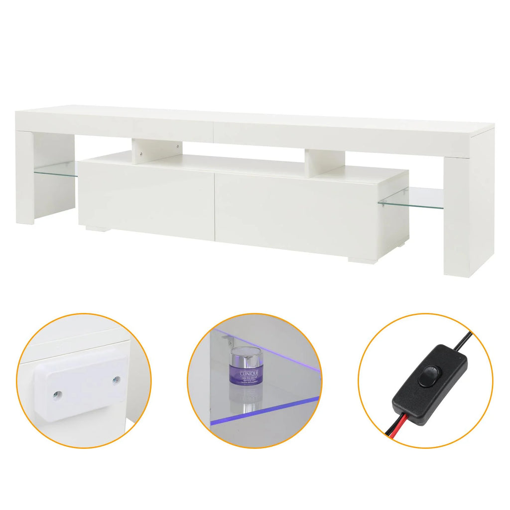 High Gloss TV Stand Cabinet with 2 Storage Drawers B68374