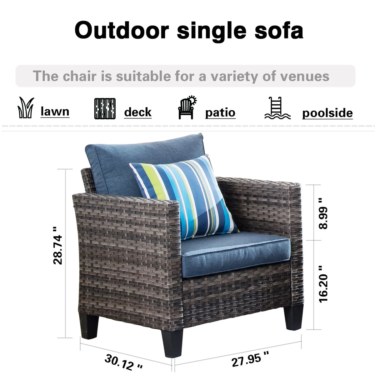 Outdoor Wicker Chairs Set 2 Pieces High Back Y4259