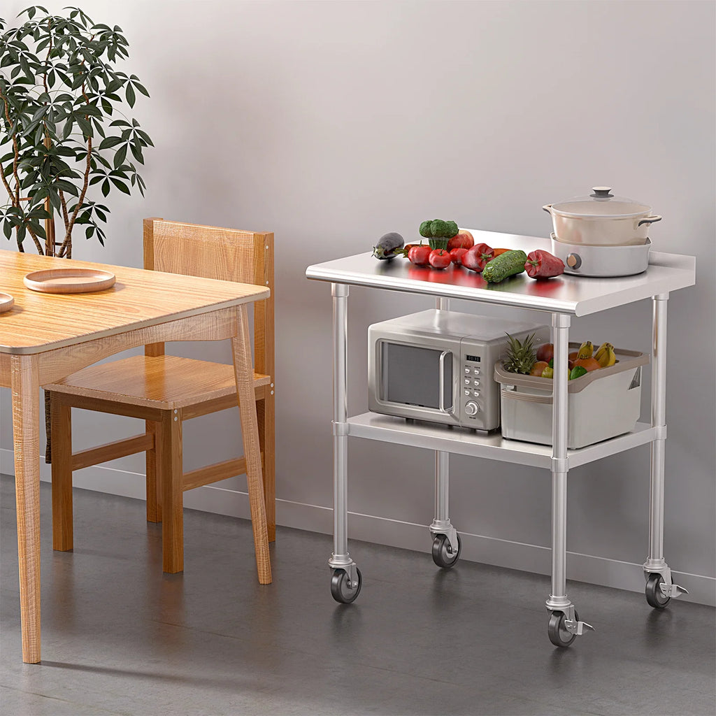 36" x 24" NSF Stainless Steel Work Table with Backsplash U1999