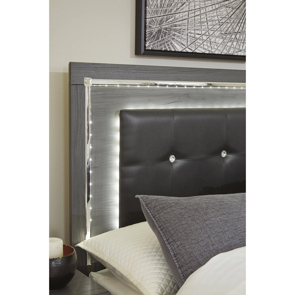 Queen Upholstered Panel Headboard Gray Z276