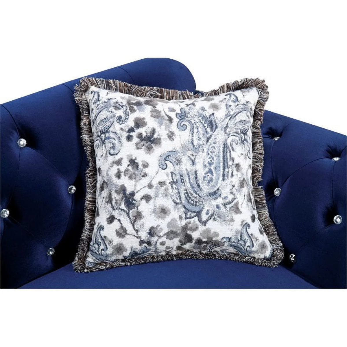 Blue Tufted Fabric 2-Piece Sofa Set H807938